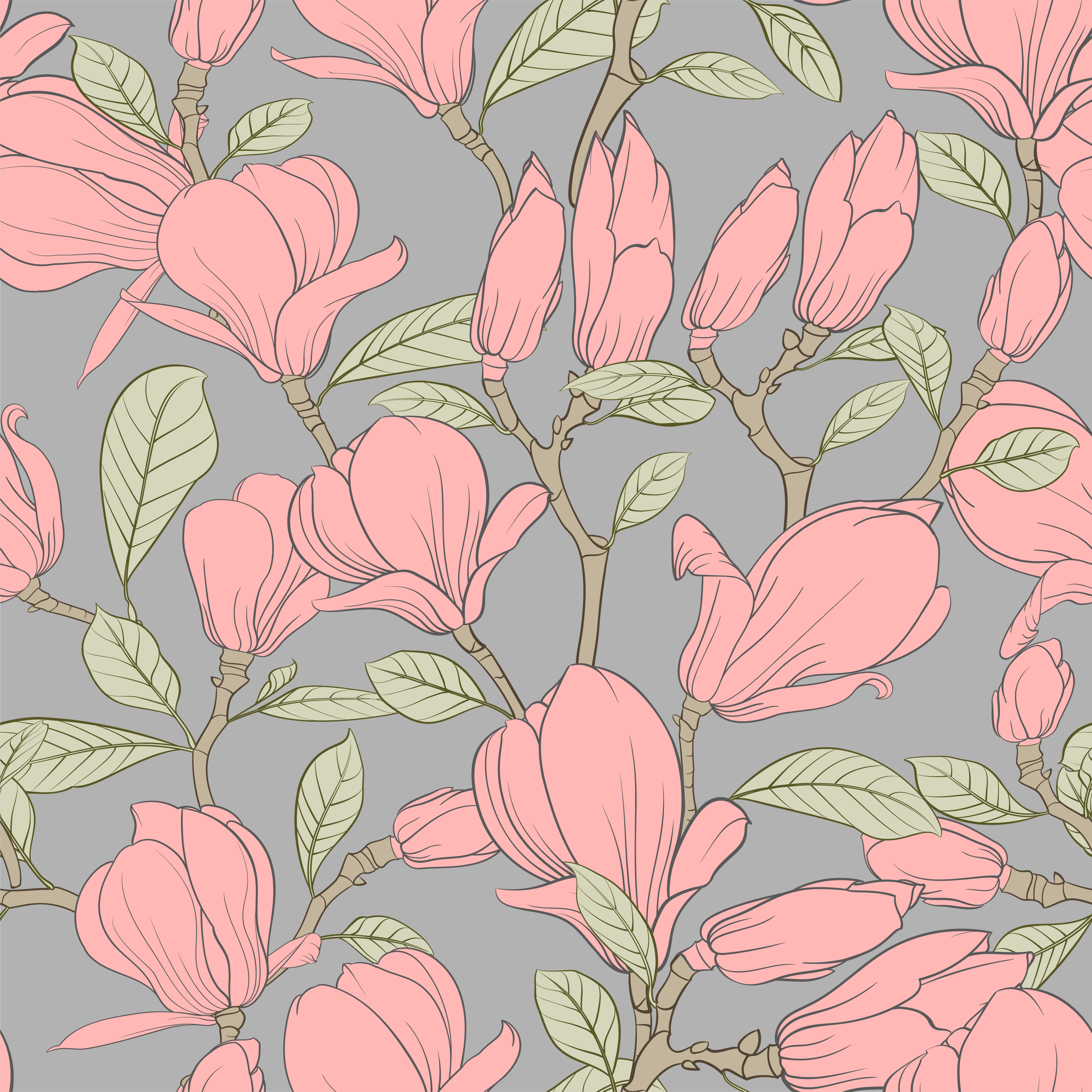 Vinyl tapijt slaapkamer roze bloemen en bladeren - TenStickers
