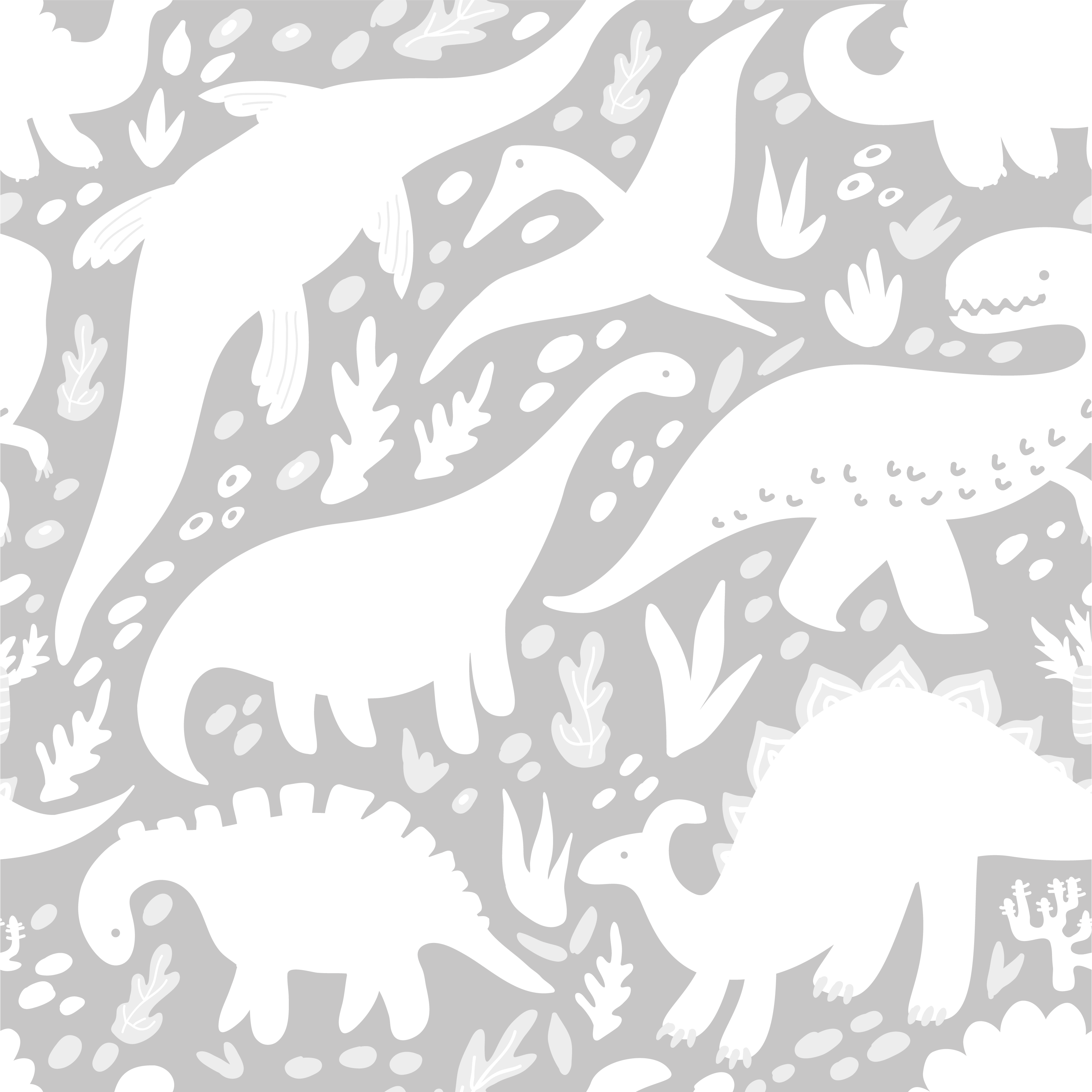 Vinyl tapijt slaapkamer met witte dinosaurussen patroon - TenStickers
