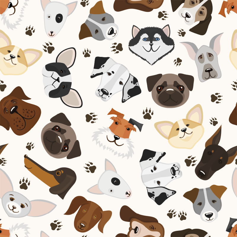 Vinyl tapijt slaapkamer schattig puppy en hond patroon - TenStickers