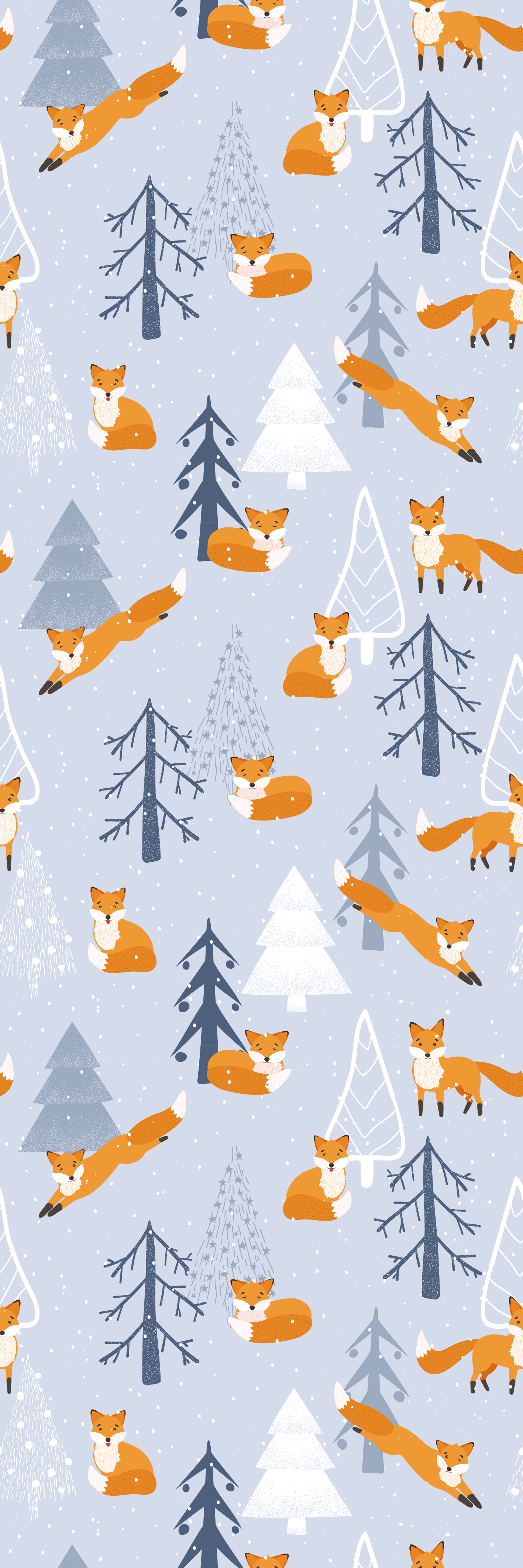 Vinyl tapijt slaapkamer schattig vos winterbos patroon - TenStickers