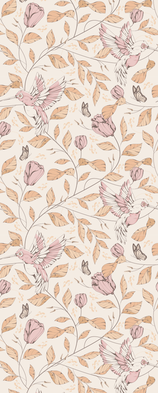 Vinyl tapijt slaapkamer tulpenpatroon beige kleuren - TenStickers