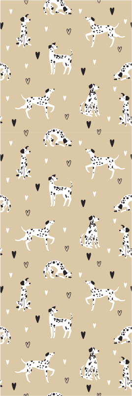 Vinyl tapijt slaapkamer beige getekende hondenpatroon - TenStickers