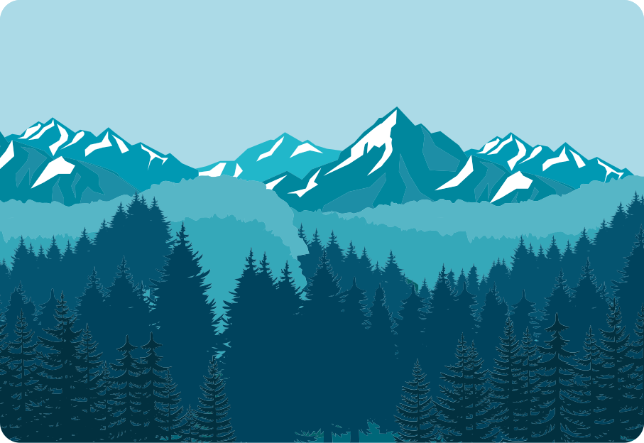 Vinyl tapijt natuur vol blauw/groen landschap - TenStickers