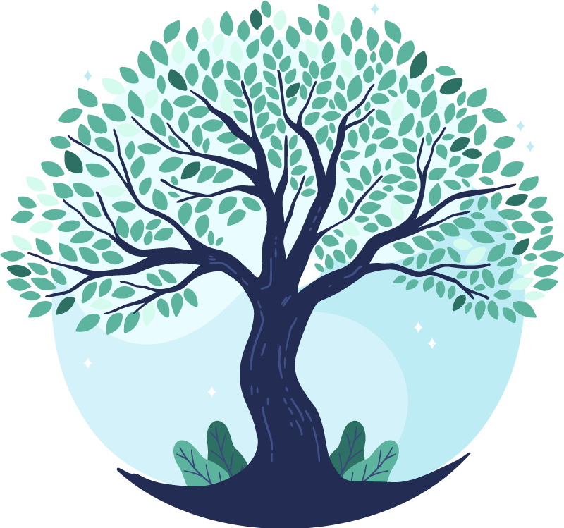 Vinyl tapijt natuur levensboom in blauw - TenStickers