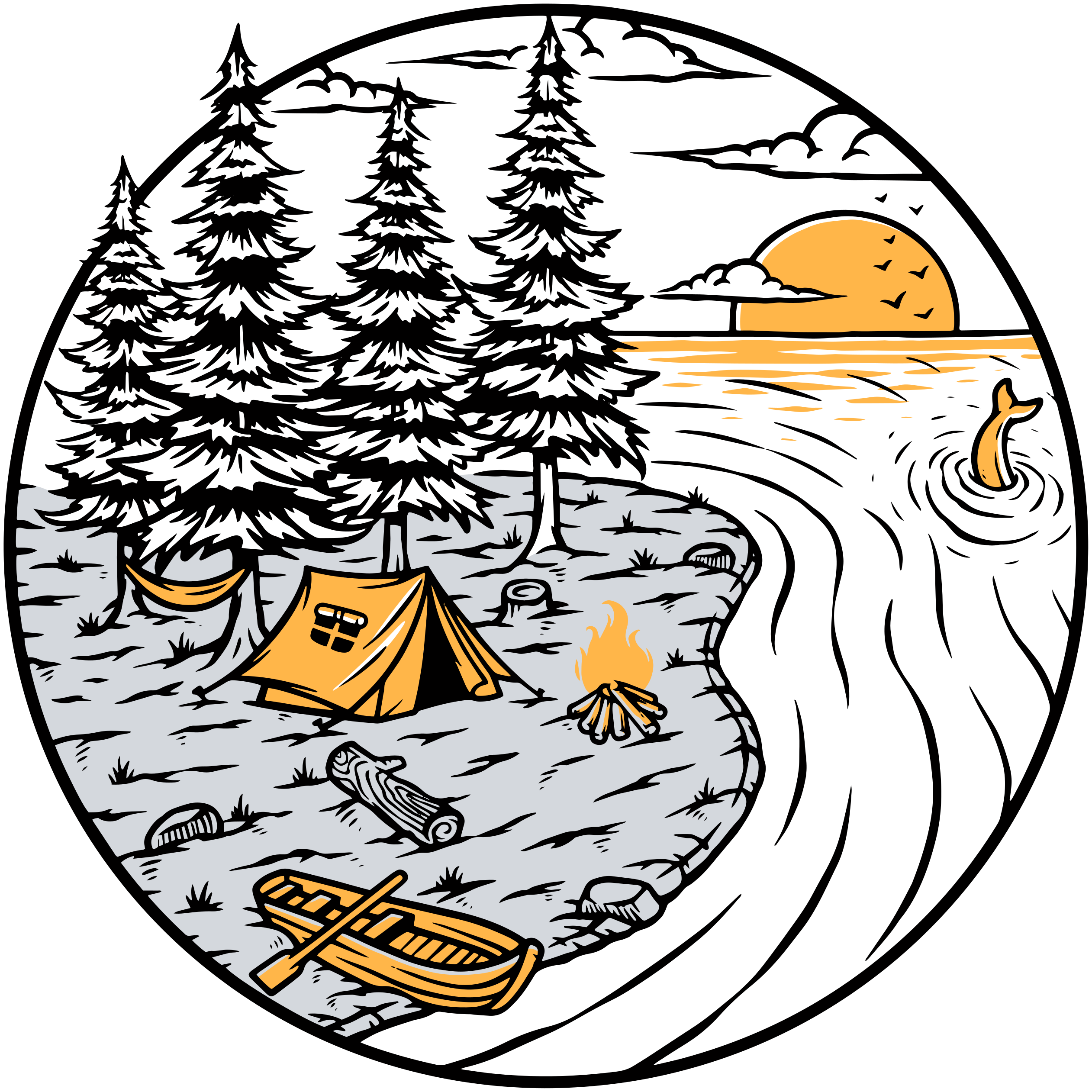 Vinyl tapijt natuur motorhome gele landschap badge - TenStickers