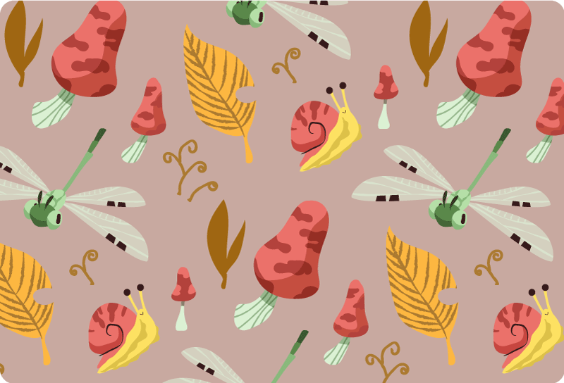 Vinyl tapijt natuur herfst fauna en flora patroon - TenStickers