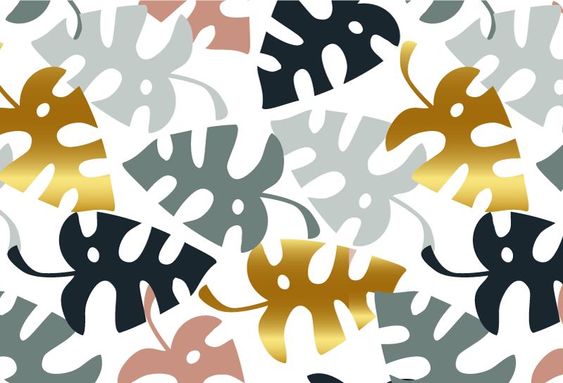 Vinyl tapijt natuur gouden en multicolor bladeren - TenStickers