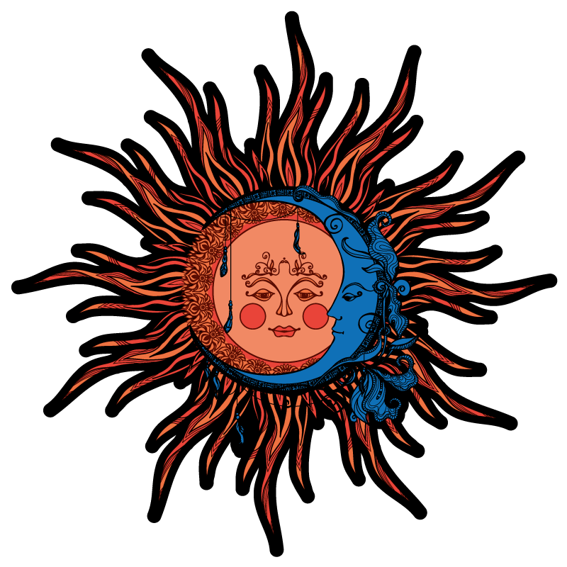 Vinyl tapijt natuur hemelse zon maan - TenStickers