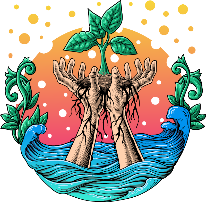 Vinyl tapijt natuur groei van de natuur handen - TenStickers