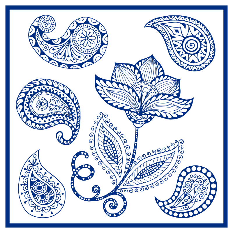 Vinyl tapijt natuur botanisch paisley element - TenStickers