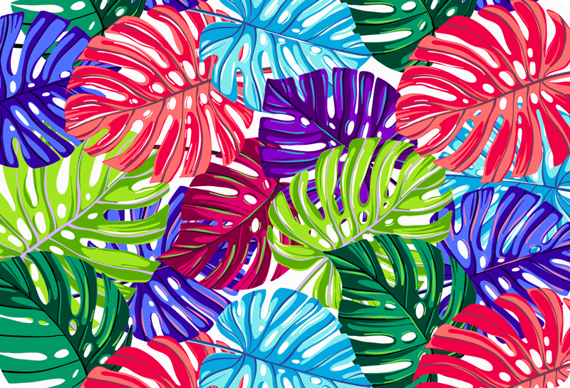 Vinyl tapijt bloemen en planten monstera tropisch - TenStickers