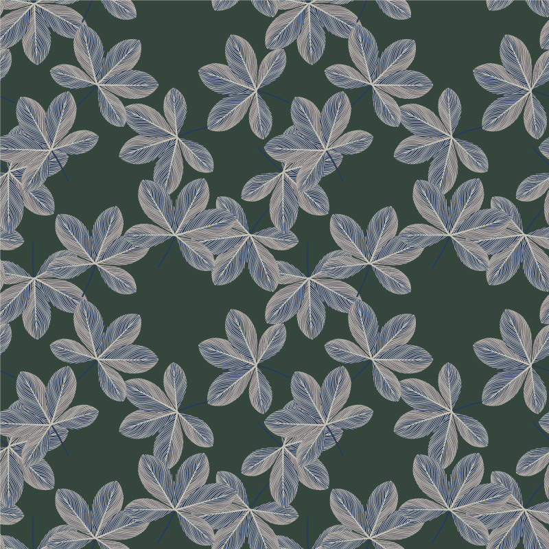Vinyl tapijt bloemen en planten donkerbladeren design - TenStickers
