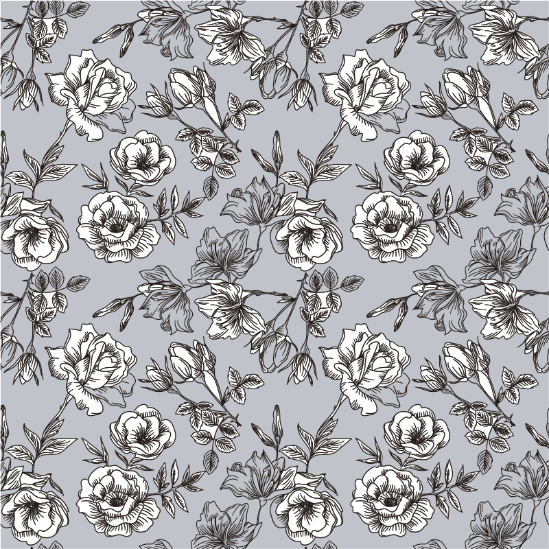 Vinyl tapijt bloemen en planten translucente bloemen - TenStickers