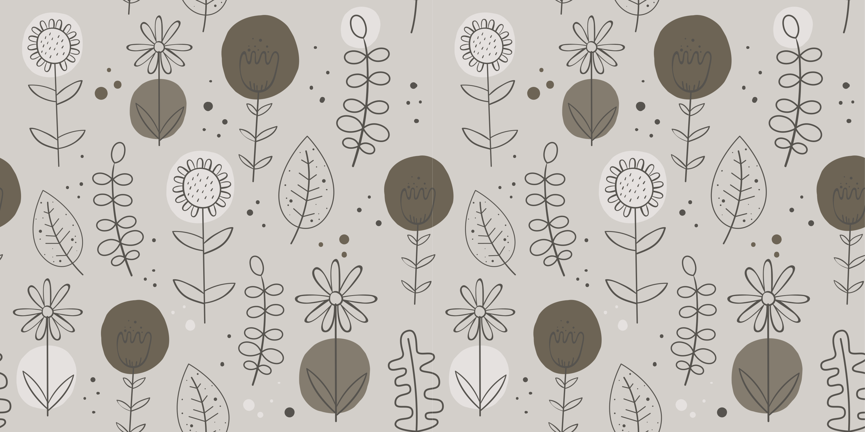 Vinyl tapijt bloemen en planten natuurlijke kleuren patroon - TenStickers