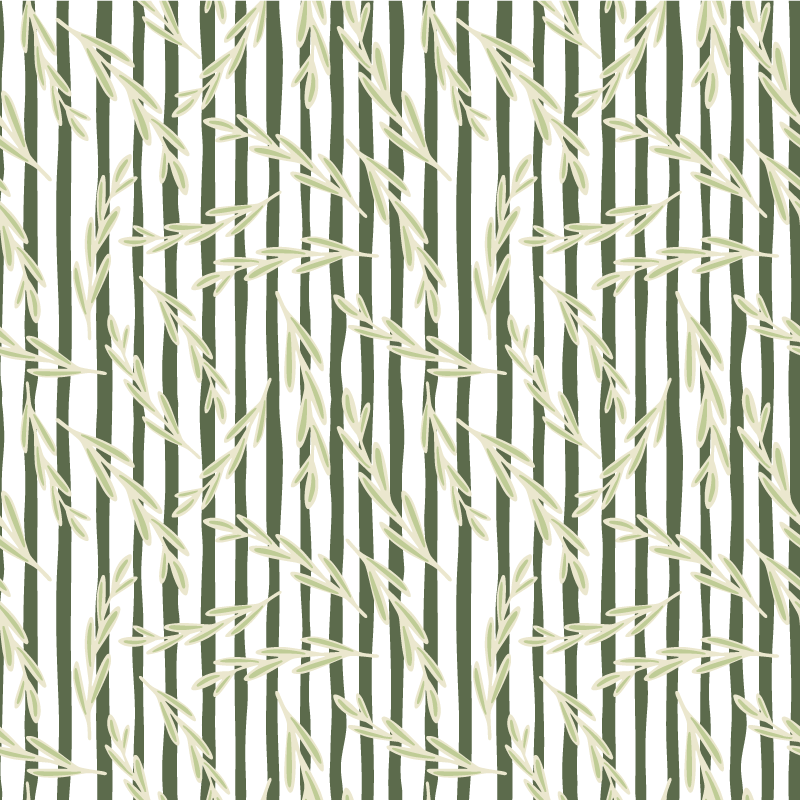 Vinyl tapijt bloemen en planten dunne bladeren patroon - TenStickers