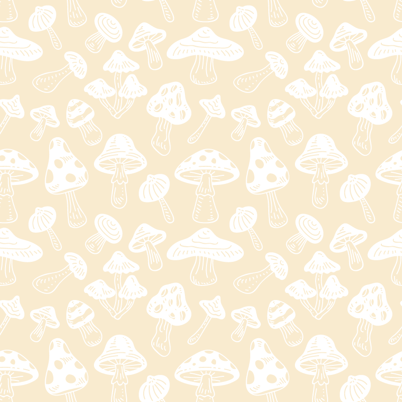 Vinyl tapijt bloemen en planten beige paddenstoelen - TenStickers