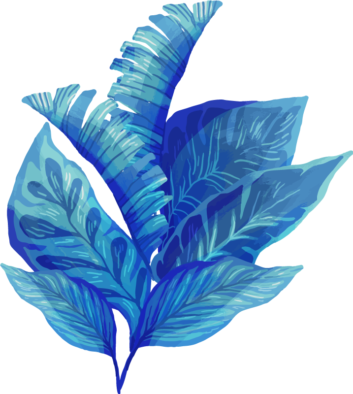 Vinyl tapijt bloemen en planten blauwe bladeren arrangement - TenStickers