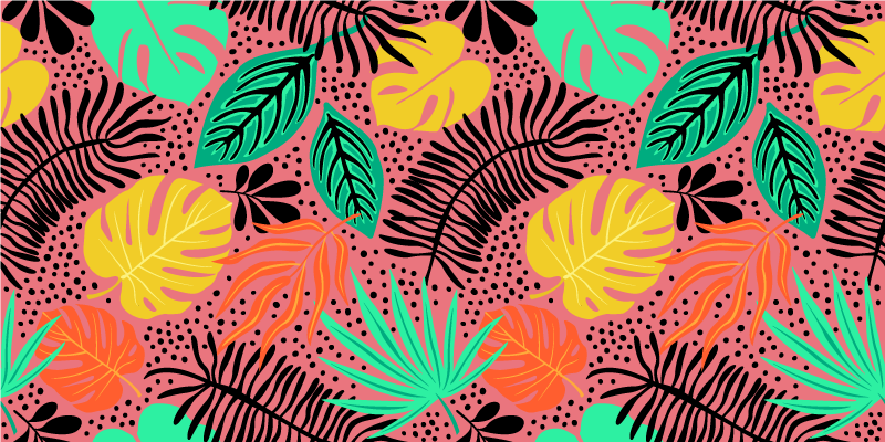 Vinyl tapijt bloemen en planten levendige loofcomponenten - TenStickers