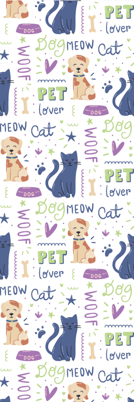 Vinyl tapijt slaapkamer kleurrijke doodle met honden - TenStickers