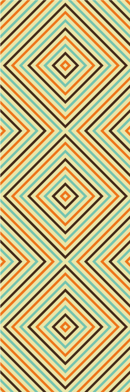 Vinyl tapijt slaapkamer vintage oranje en blauwe patroon - TenStickers