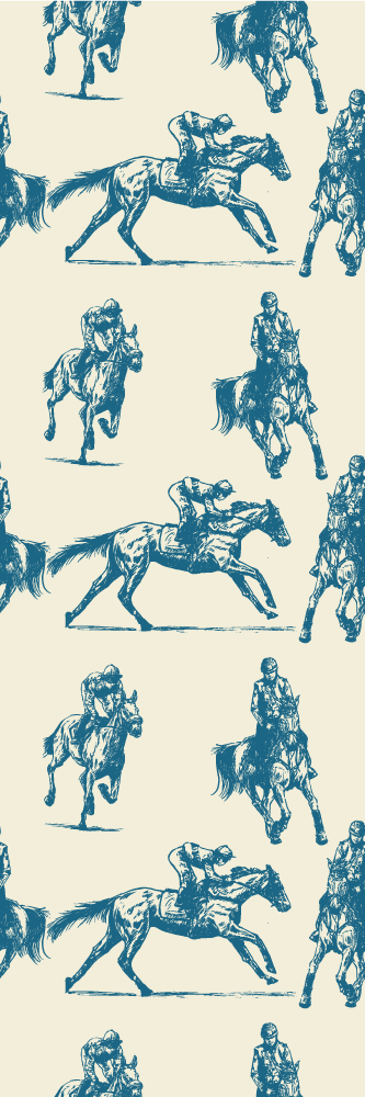 Vinyl tapijt slaapkamer blauw en beige paardenpatroon - TenStickers
