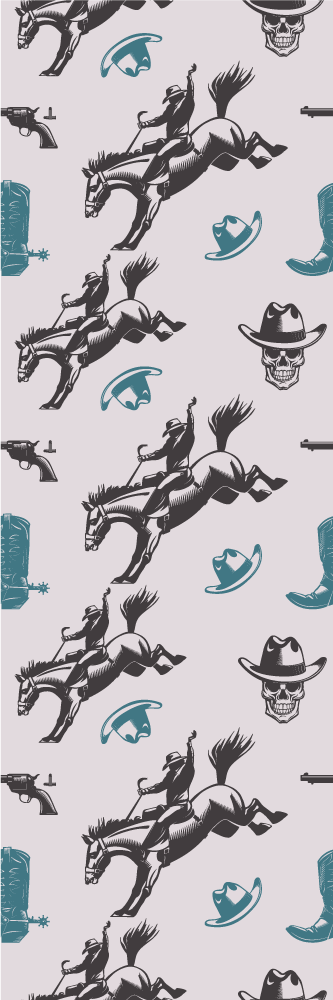 Vinyl tapijt slaapkamer cowboy elementen paardenpatroon - TenStickers