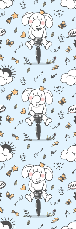 Vinyl tapijt slaapkamer olifant op fiets patroon - TenStickers