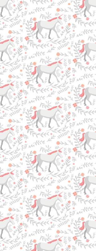 Vinyl tapijt slaapkamer eenhoornpatroon met bladeren - TenStickers