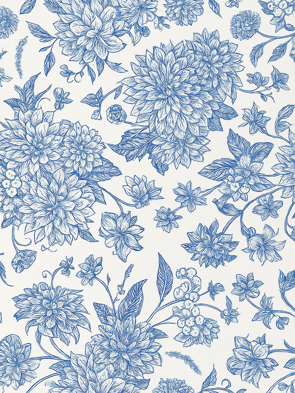Vinyl tapijt slaapkamer blauwe dahlia bloem - TenStickers