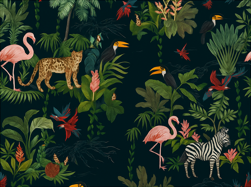 Vinyl tapijt slaapkamer donker exotisch design - TenStickers
