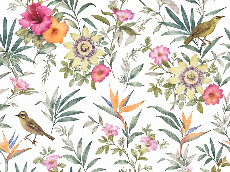 Vinyl tapijt slaapkamer bloemenpatroon blauw - TenStickers