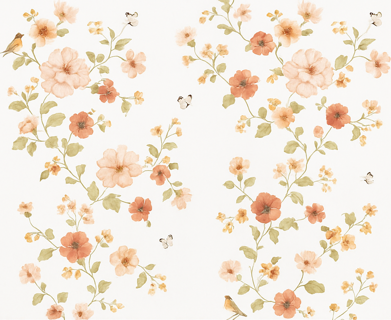 Vinyl tapijt slaapkamer eenvoudige witte kleine bloemen - TenStickers