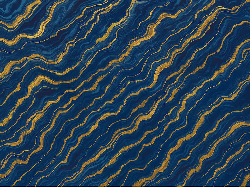 Vinyl tapijt slaapkamer blauw en goud marmer effect - TenStickers