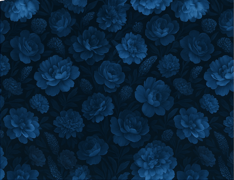 Vinyl tapijt slaapkamer donkerblauw mysterieus bloemmotief - TenStickers