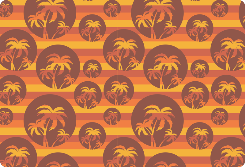 Vinyl tapijt geometrisch retro zonsondergang en palmen - TenStickers