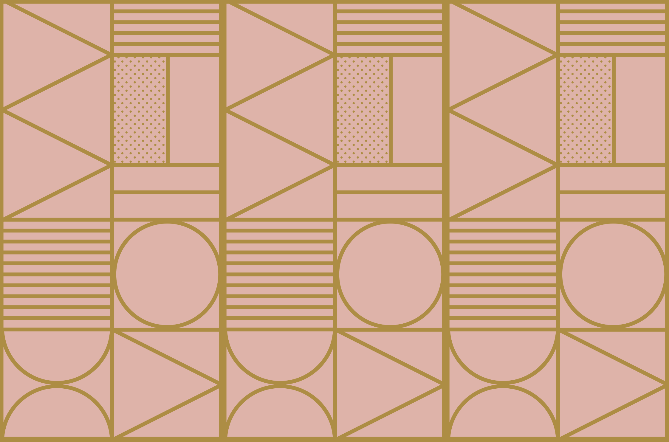 Vinyl tapijt geometrisch in goud en roze blokken - TenStickers