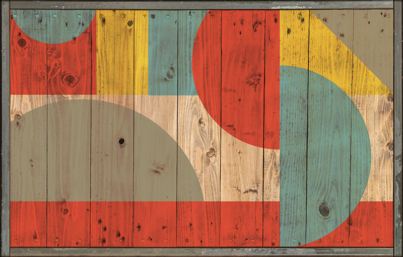 Vinyl tapijt geometrisch geometrie met hout - TenStickers