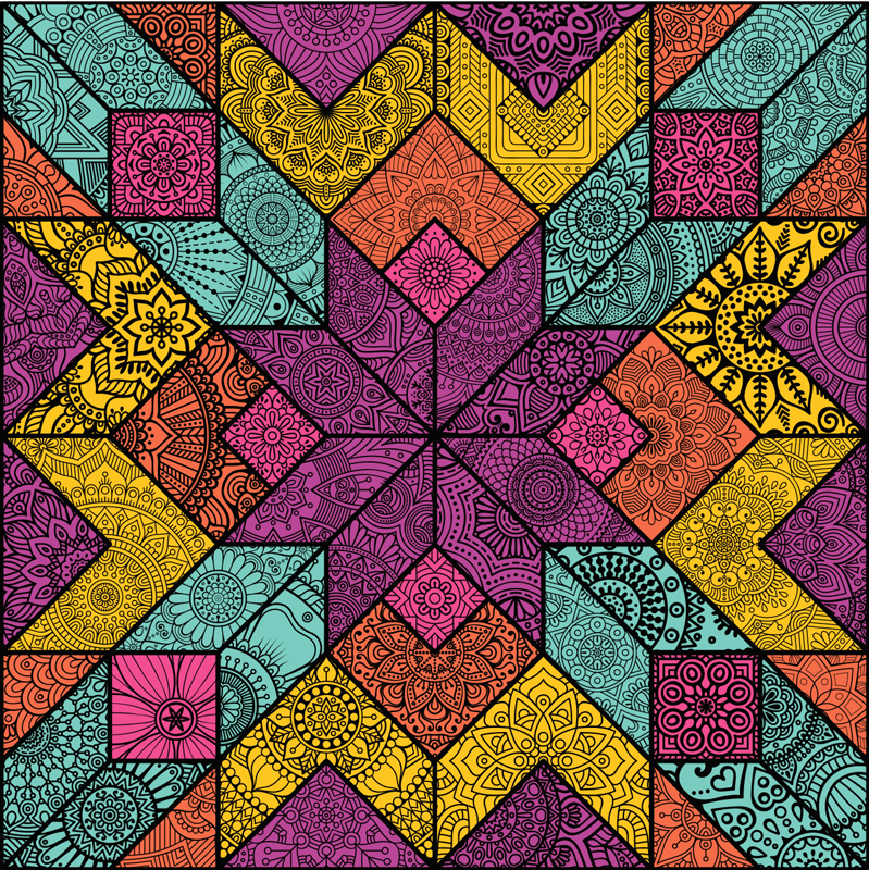 Vinyl tapijt geometrisch kleurrijke geometrische elementen - TenStickers