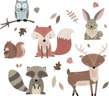 Vinyl tapijt kind herfst dieren sticker - TenStickers