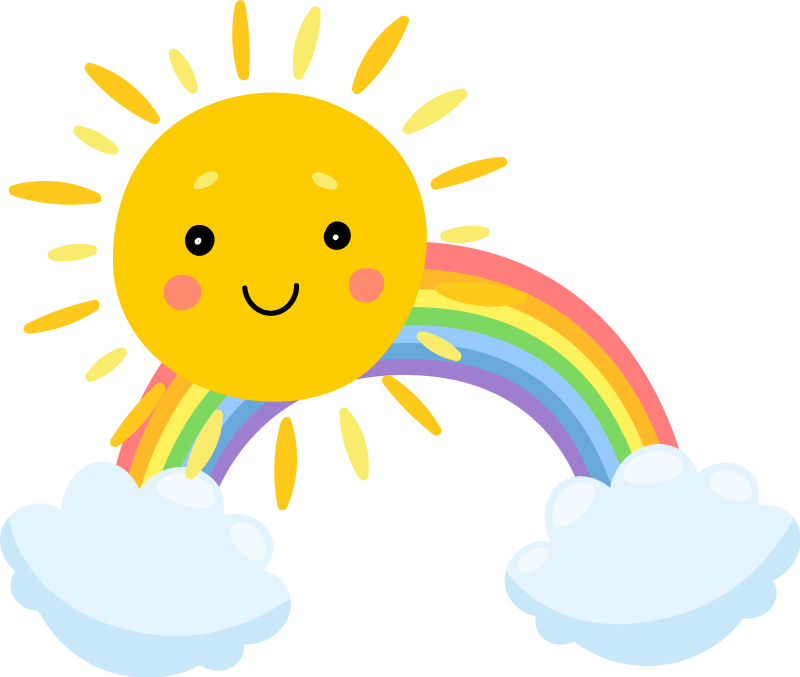 Vinyl tapijt kind lucht cartoon zon en regenboog - TenStickers