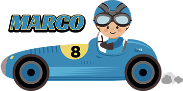 Vinyl tapijt kind formule 1 auto met naam - TenStickers