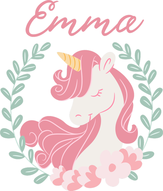 Vinyl tapijt kind prinses eenhoorn met naam - TenStickers