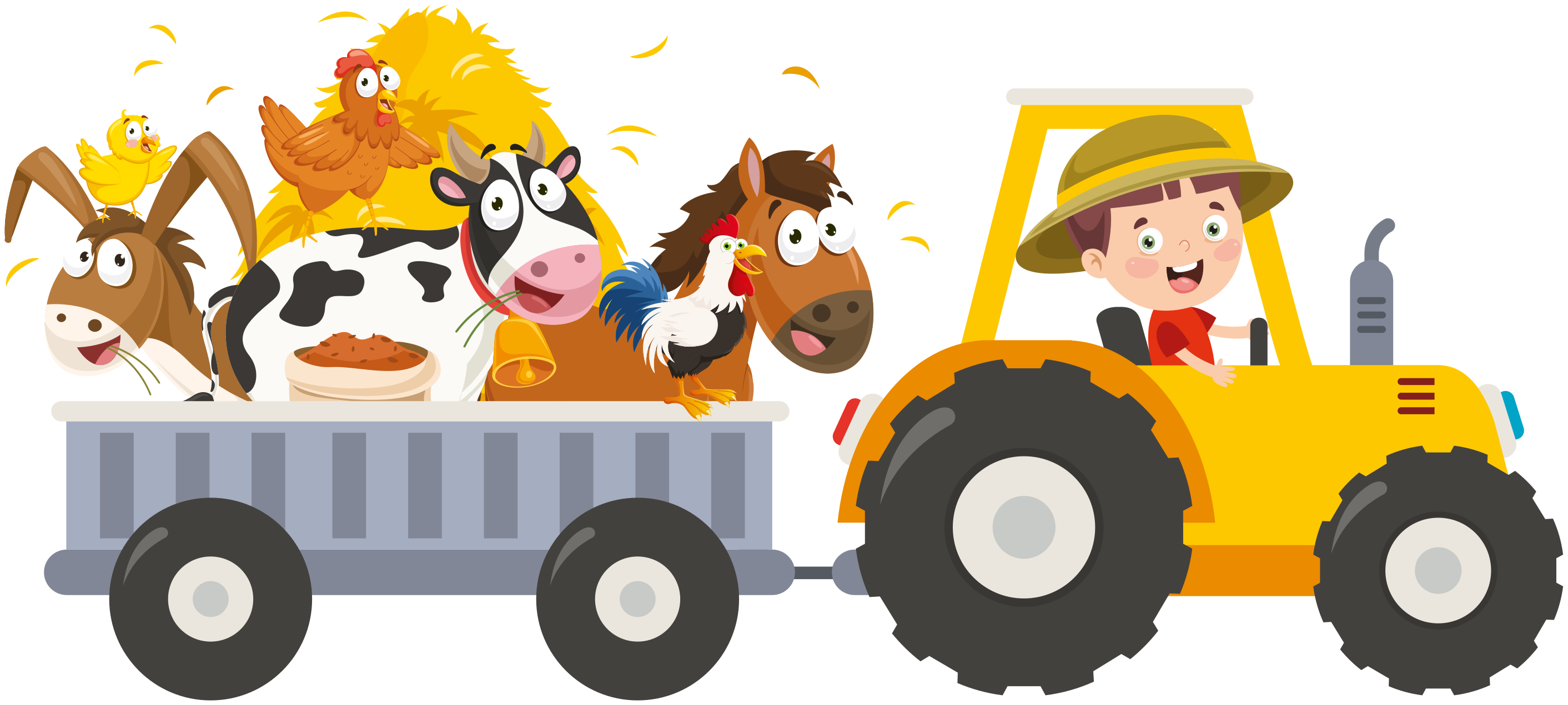 Vinyl tapijt kind boer met dieren - TenStickers