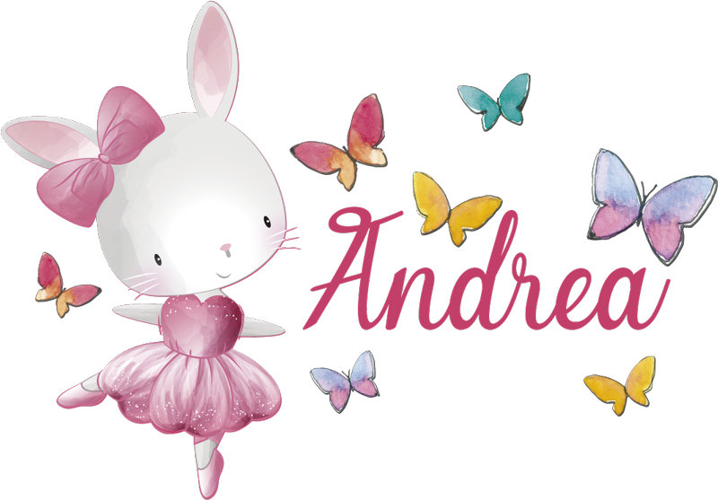 Vinyl tapijt kind meisje danst ballet omringd door vlinders - TenStickers