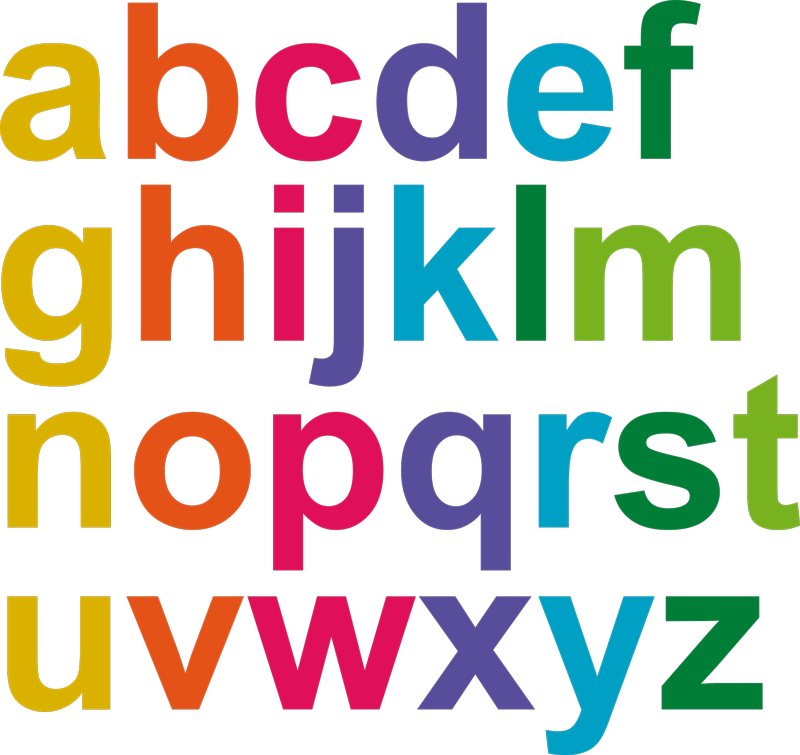 Vinyl tapijt kind minimalistische kleuren alfabet - TenStickers