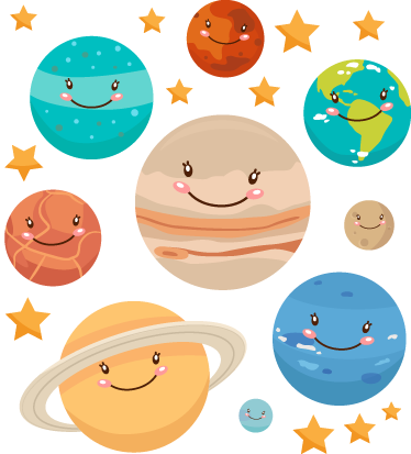 Vinyl tapijt kind sticker planeten zonnestelsel - TenStickers