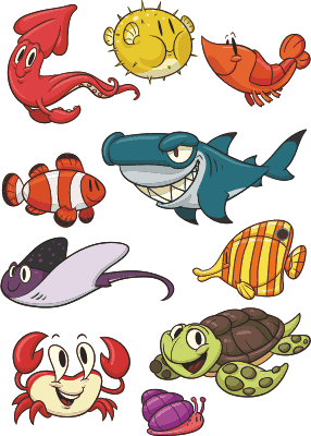 Vinyl tapijt kind kleurrijke vissen set - TenStickers