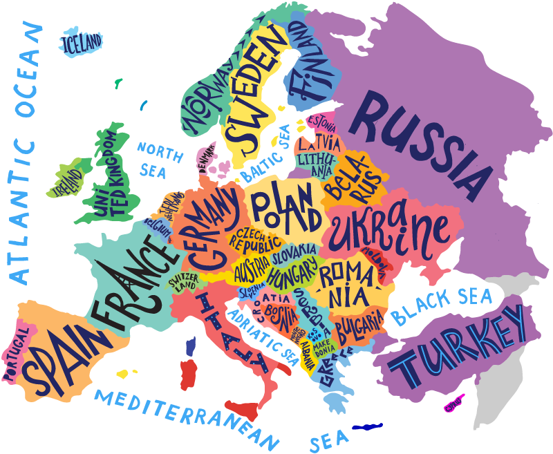 Vinyl tapijt kind europa kaart kinderlijk - TenStickers
