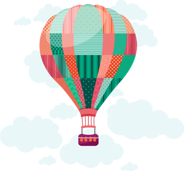 Vinyl tapijt kind patchwork luchtballon - TenStickers