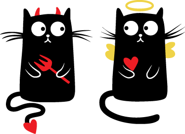 Vinyl tapijt kind goede en slechte kat - TenStickers